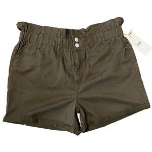American Bazi Los Angeles women's dark green/khaki shorts sz 1X paper bag style